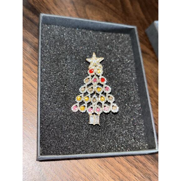 New rhinestone Christmas tree brooch pin In Gift Box - Picture 5 of 7
